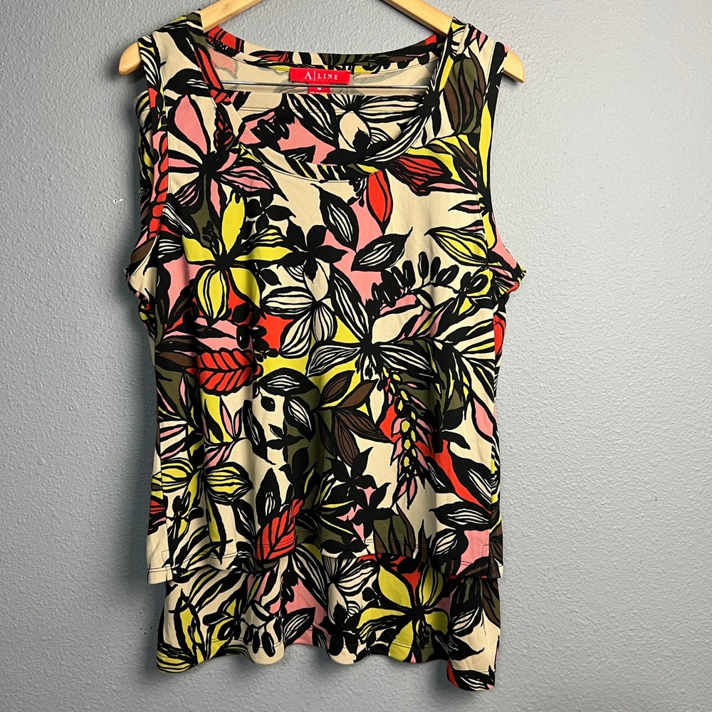 A Line Floral Tank Top Skirt Set‎ Hawaiian Tropical Print Resort Cruise Wear M/L